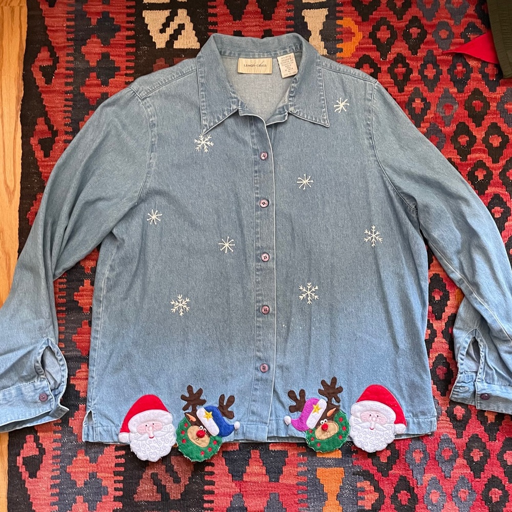 Vintage Christmas Denim Shirt